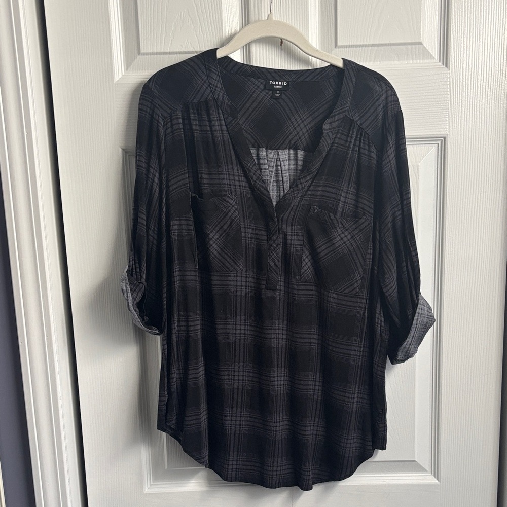 Torrid Black Plaid Women's Blouse